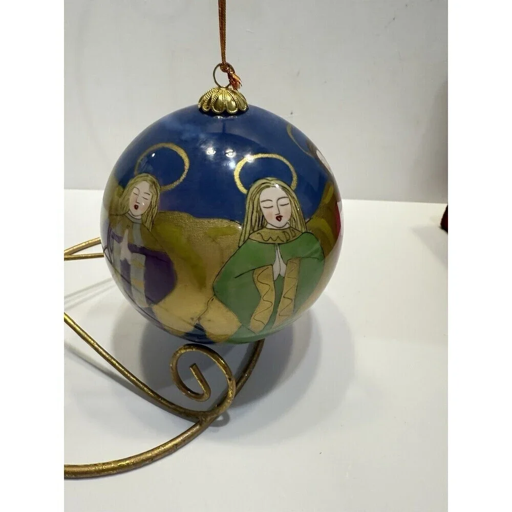 2000 Li Bien Hand Painted Christmas Ornament Pier 1 Angels Singing Praying Large